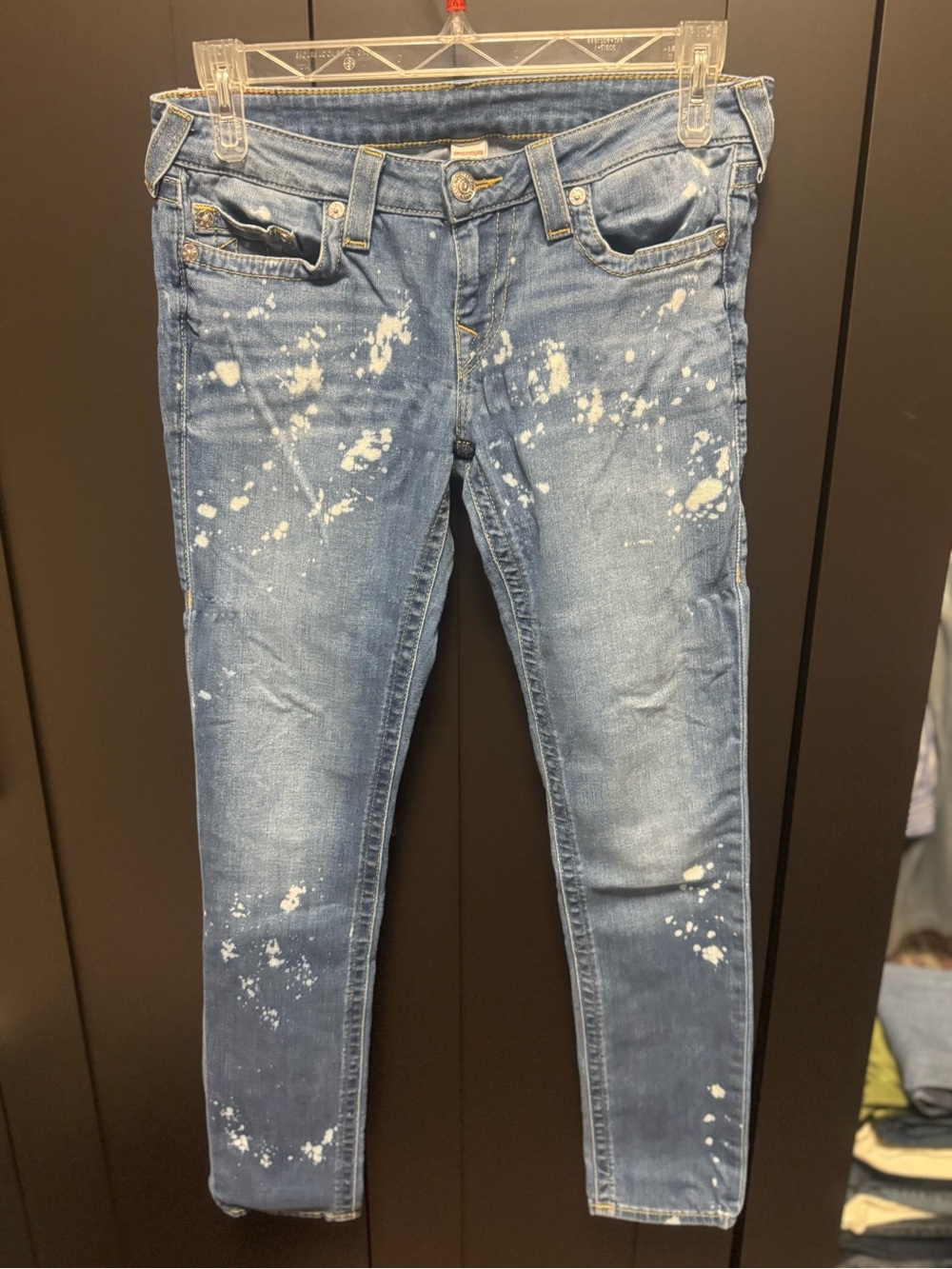 True Religion Blue Paint-Splatter Skinny Jeans